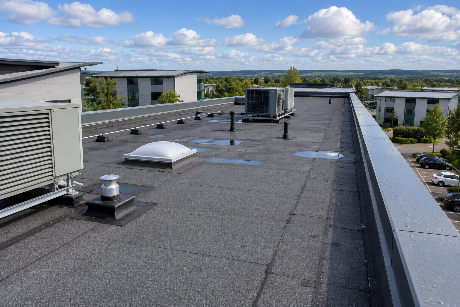 Commercial business roof inspected by drone